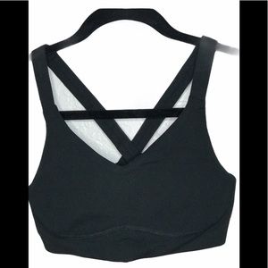 Lucy black sports workout bra cross cross key hole